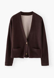 Jersey cardigan, Dark chocolate, webstill