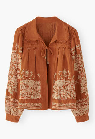 Embroidered cord jacket, Rust, webstill