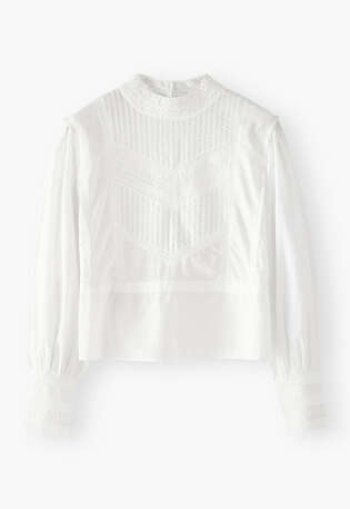 Pintuck blouse, White, webstill