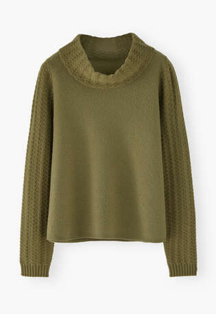 Stitch-detail sweater, Olive, webstill
