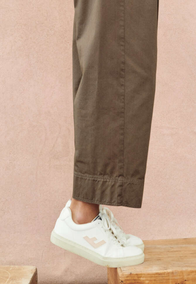 Stitch-detail trousers, Washed khaki, completeTheLook