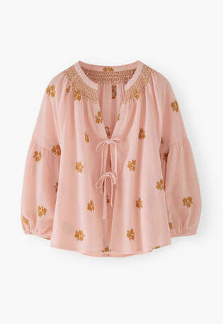 Clipped jacquard blouse, Pink blush, webstill