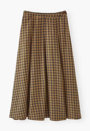 Gingham check skirt, Sepia coffee, webstill