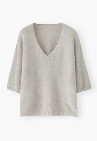 V-neck sweater, Light grey, webstill