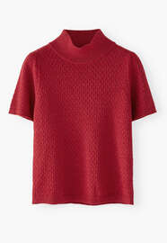 Pointelle-stitch sweater, Scarlet, webstill
