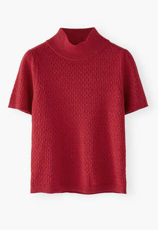Pointelle-stitch sweater, Scarlet, webstill