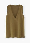 V-neck jersey vest, Dark olive, webstill
