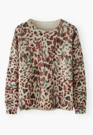 Printed sweater, Stone umber, webstill