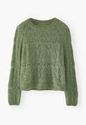 Lace-stitch sweater, Fern green, webstill