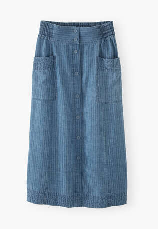 Striped skirt, Washed indigo, webstill