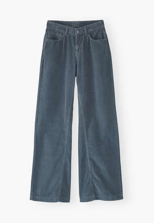 Wide-leg trousers, Washed teal, webstill