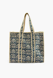 Printed quilted bag, Denim blue, webstill