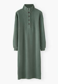 Funnel-neck dress, Dusty ocean, webstill