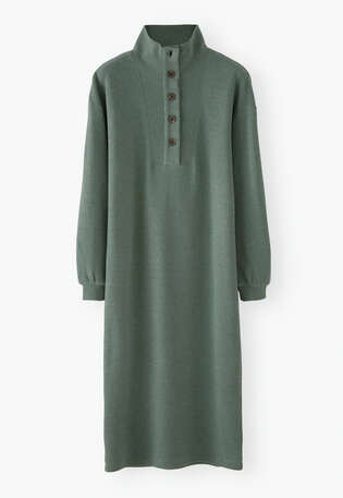 Funnel-neck dress, Dusty ocean, webstill