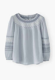 Embroidered blouse, Powder blue, webstill
