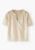 Lace-detail blouse, Buttercream, webstill