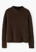 Boucl&eacute; round-neck sweater, Dark chocolate, webstill