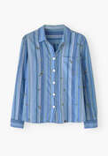 Embroidered striped shirt, Cornflower, webstill