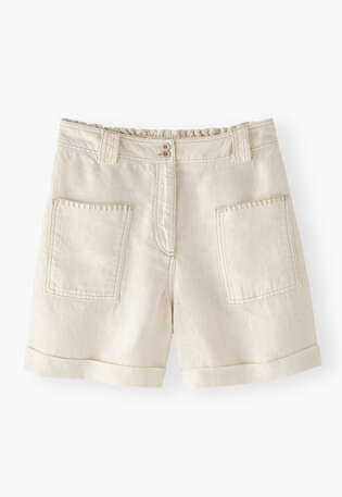 Patch-pocket shorts, Ivory, webstill