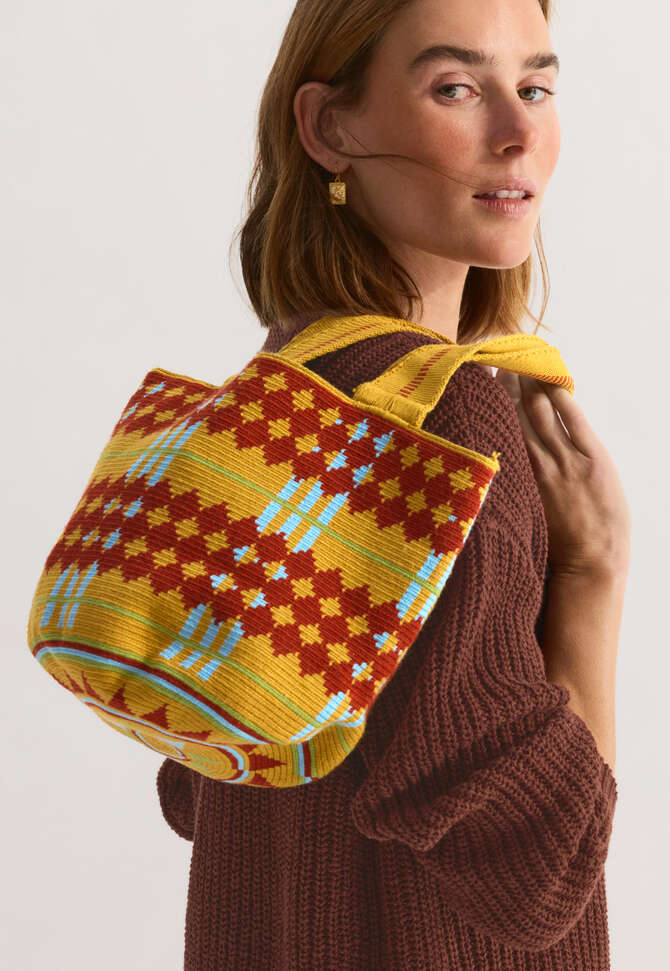 Woven small tote bag, Yellow spice, completeTheLook