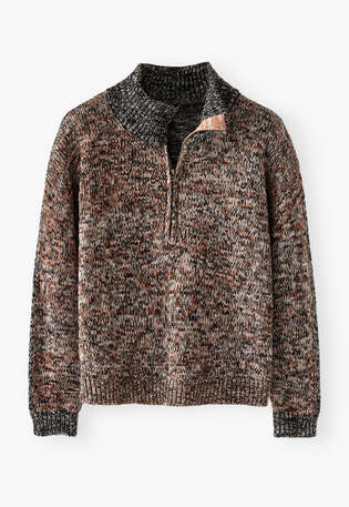 Zip-front sweater, Chilli black, webstill