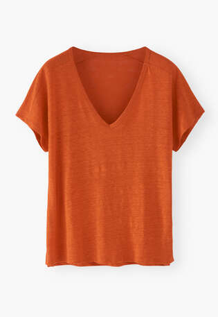 V-neck jersey T-shirt, Flame orange, webstill