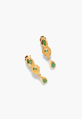 Jewel earrings, Gold emerald, webstill