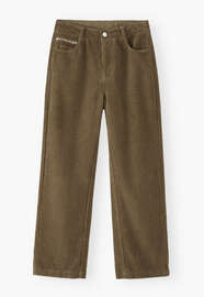 Cropped cord trousers, Khaki, webstill