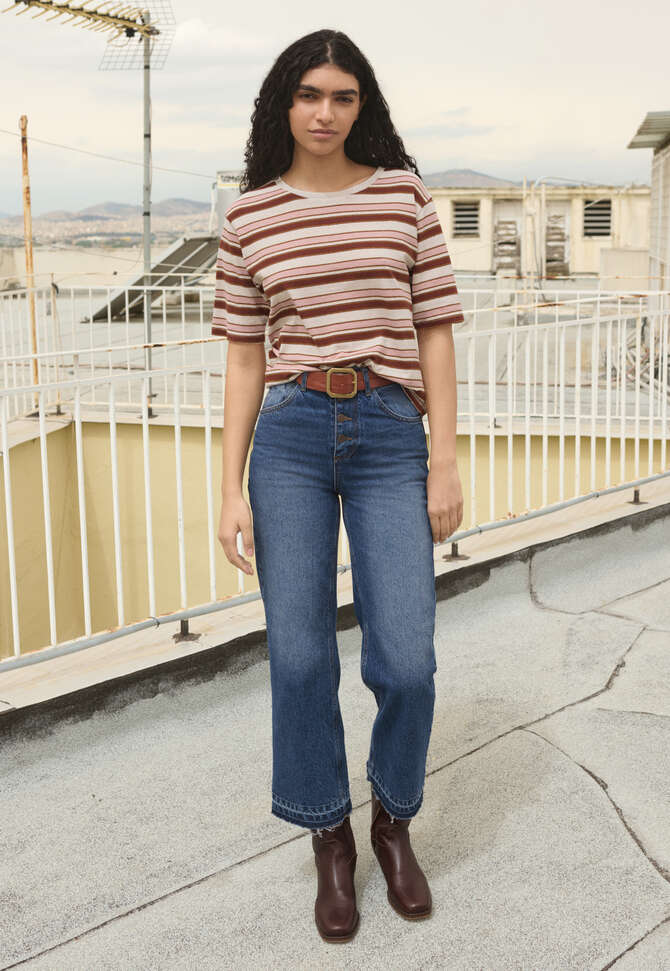 Striped T-shirt, Pearl rose, completeTheLook