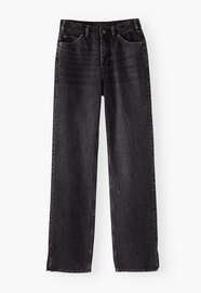 Split-hem jeans, Washed black, webstill