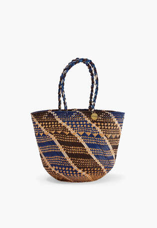 Woven striped bag, Navy black, webstill