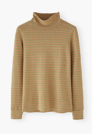 Striped roll neck, Sage flame, webstill