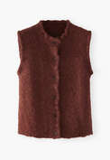 Frill-edge knitted gilet, Wine marl, webstill