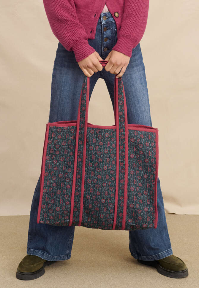Printed quilted bag, Raspberry petrol, completeTheLook