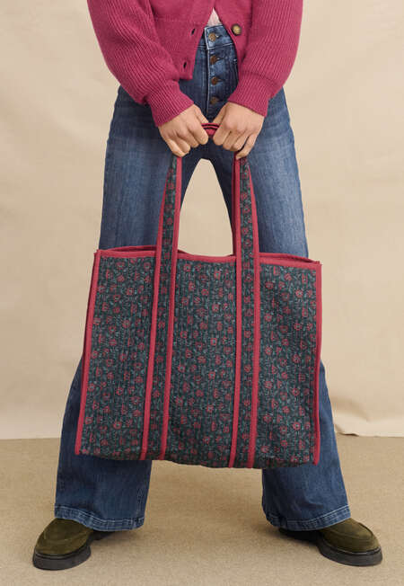 Printed quilted bag, Raspberry petrol, completeTheLook