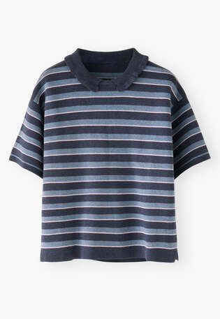 Stripe collared sweater, Denim lavender, webstill