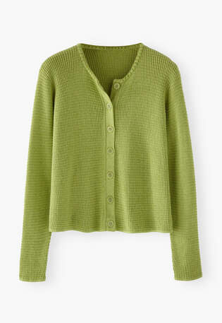 Waffle-stitch cardigan, Apple, webstill