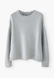Moss-stitch sweater, Ice blue, webstill