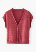 Sleeveless tuck-stitch cardigan, Magenta, webstill