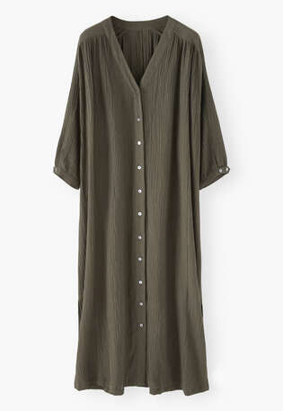 Button-through dress, Dark khaki, webstill