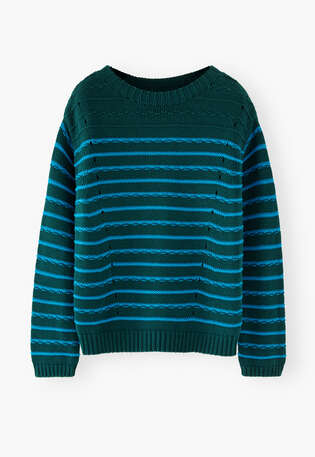 Stripe sweater, Petrol blue, webstill