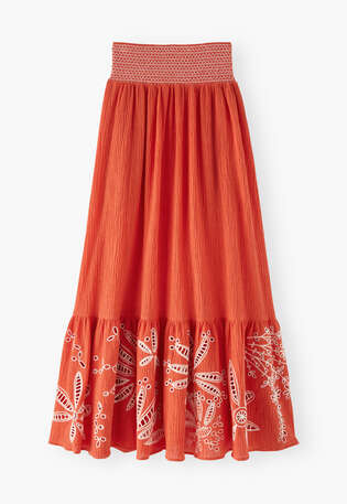 Cutwork skirt, Vermillion, webstill