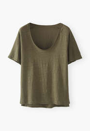 Scoop-neck T-shirt, Olive, webstill