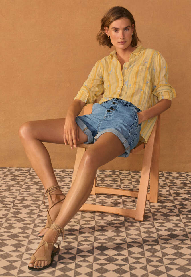 Denim shorts, Light wash, completeTheLook
