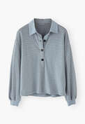 Striped collared top, Dusty chambray, webstill