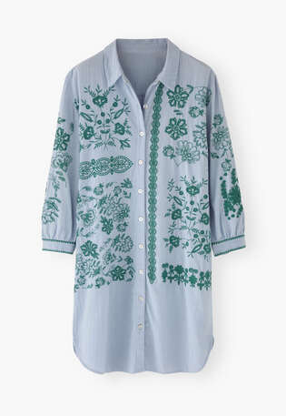 Placement embroidery dress, Light cornflower, webstill