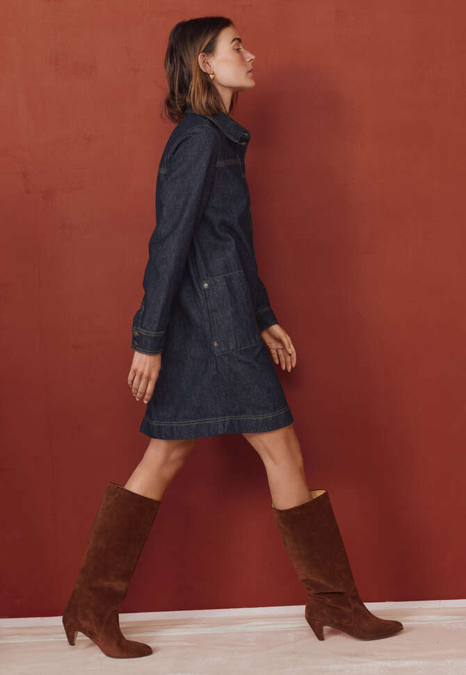 Denim A-line dress, Dark ocean, completeTheLook