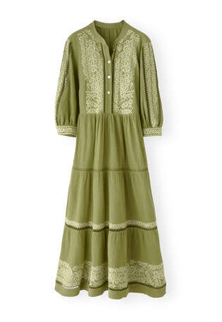 Embroidered dress, Leaf green, webstill