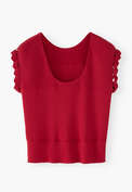 Crochet-trim vest, Red crimson, webstill