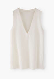V-neck jersey vest, Ivory, webstill